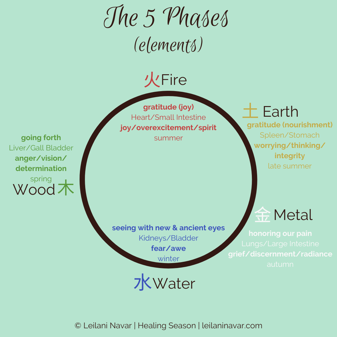 Five Elements Diagram for Healing Season leilaninavar.com